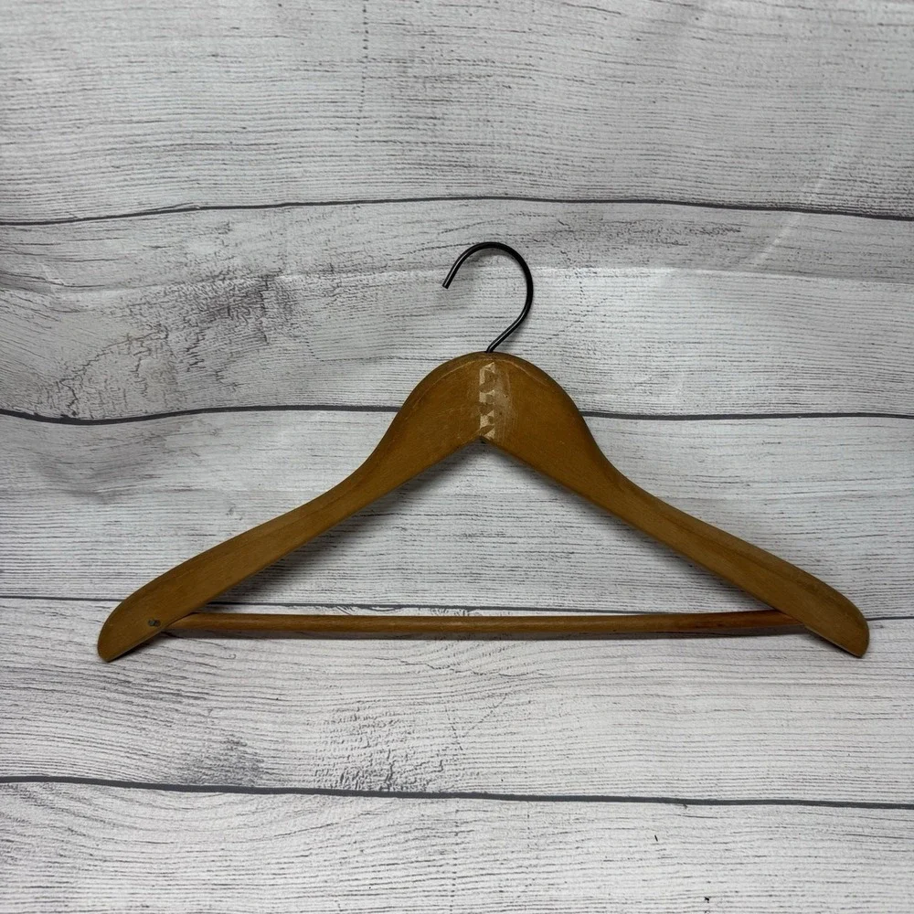 5 Vintage Wooden Hangers with Pant Bars Heavy Duty